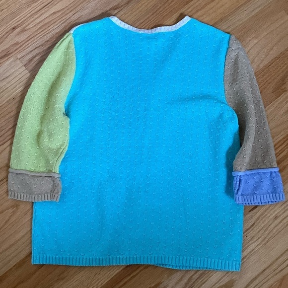 Vintage Y2K 90s Patchwork Cardigan Sweater Womens XL Cotton Pastels Cottagecore - Picture 2 of 11